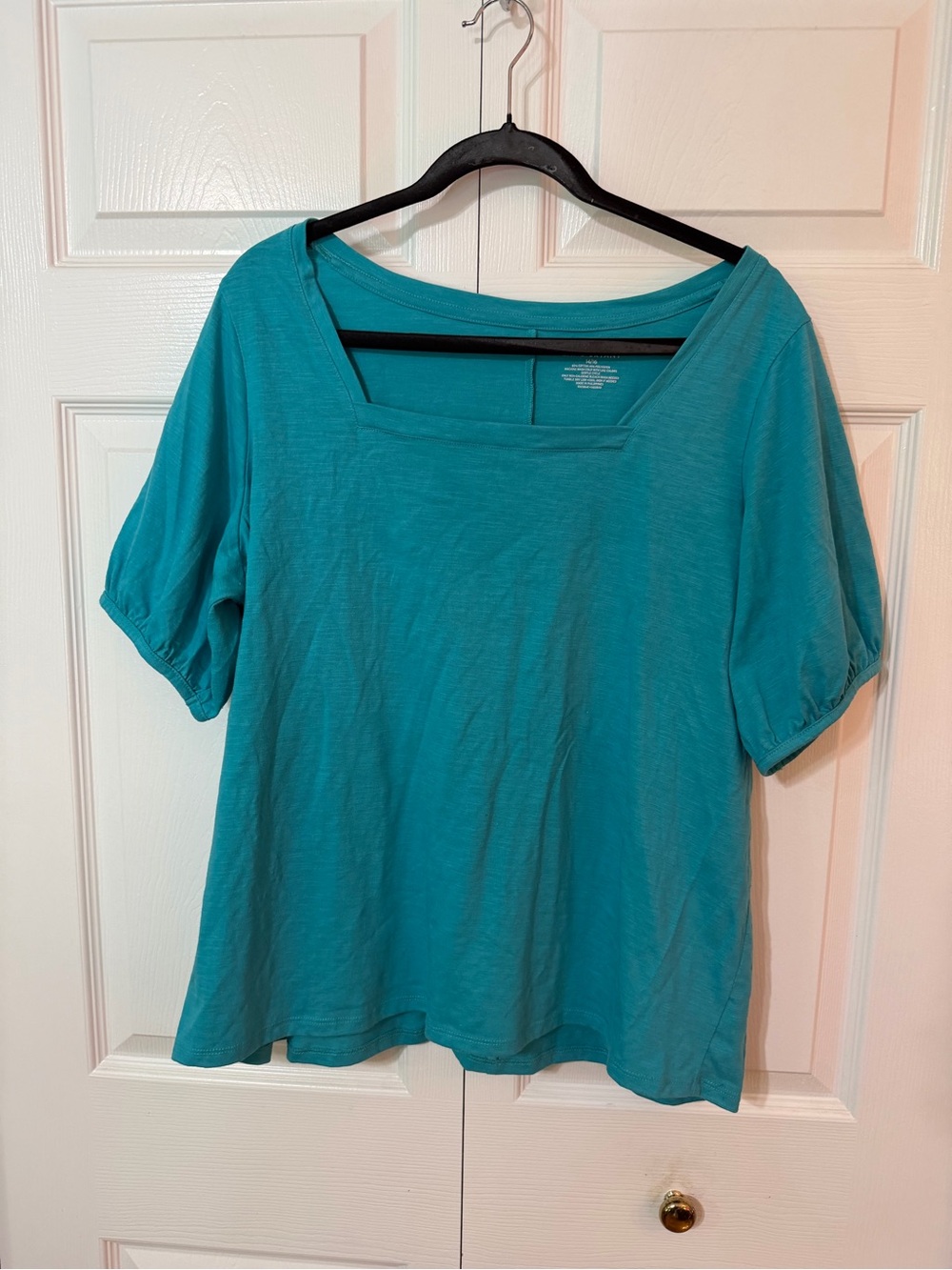 Lane Bryant Teal Square Neck Short Sleeve Top